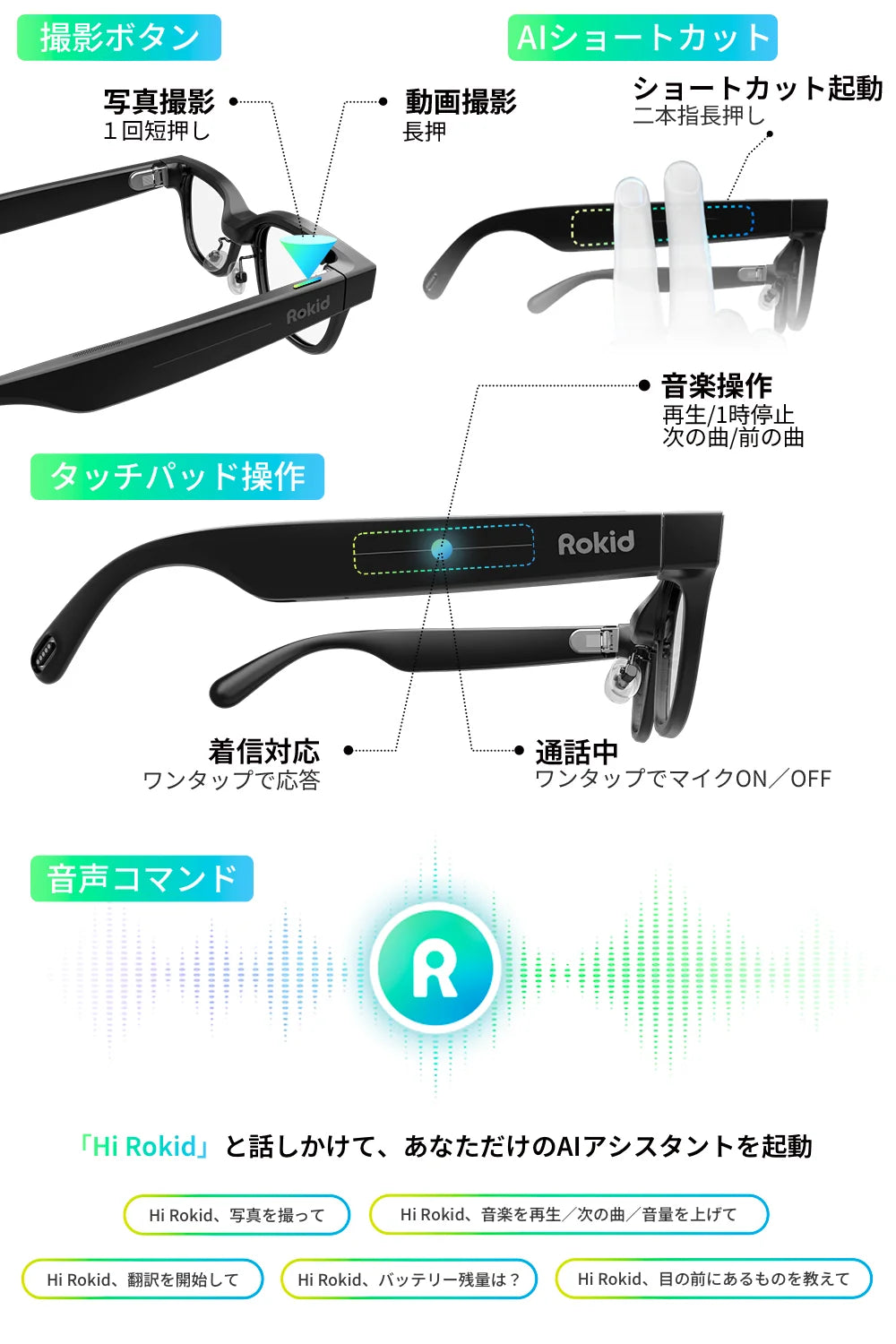 Rokid Glasses|AI・翻訳・ナビ・撮影に対応したディスプレイ搭載AIスマートグラス