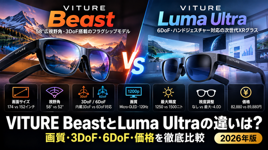 VITURE BeastとLuma Ultraの違いは？画質・3DoF・6DoF・価格を徹底比較【2026年版】