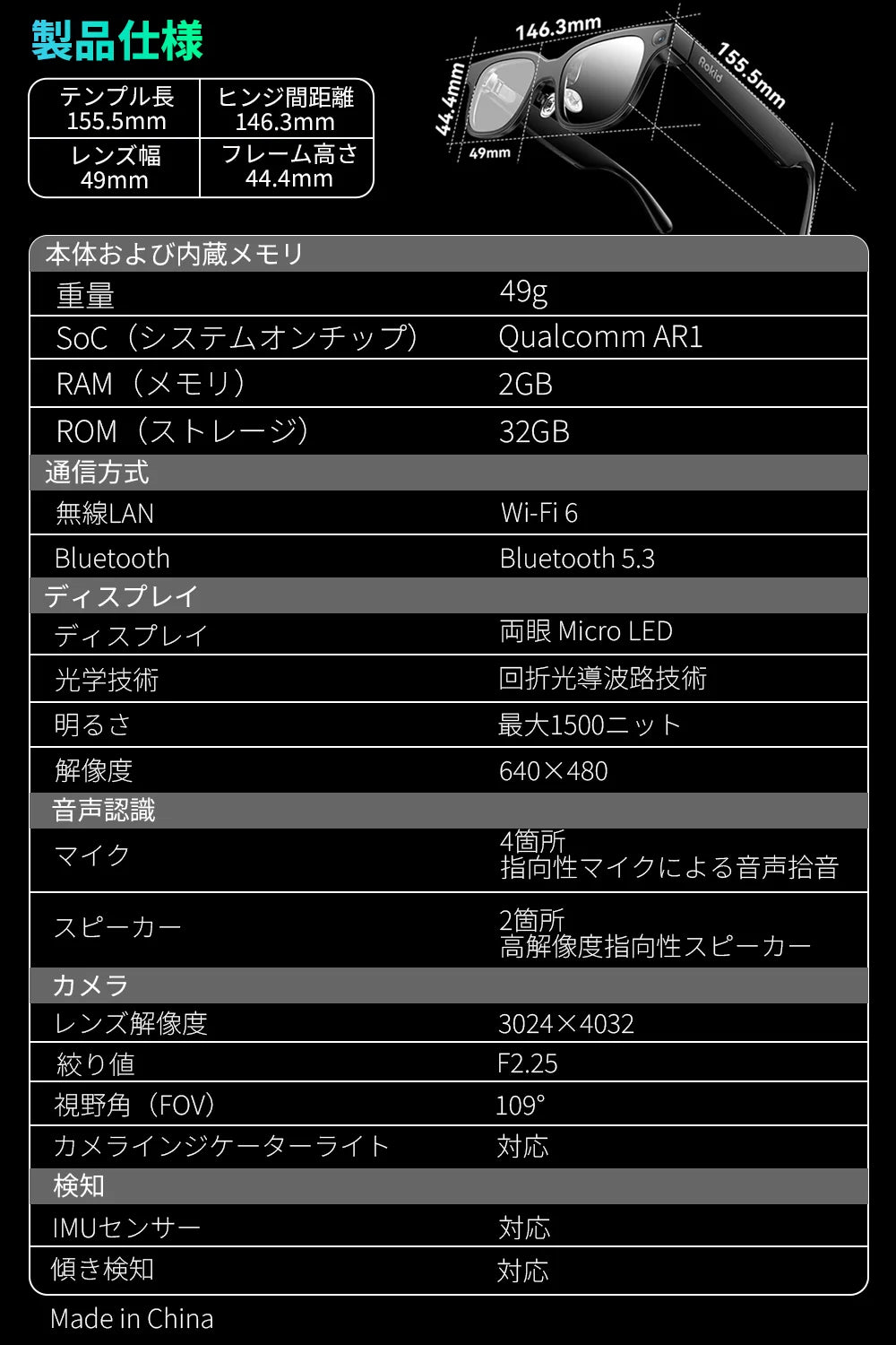 Rokid Glasses｜AI・翻訳・ナビ・撮影に対応したディスプレイ搭載AIスマートグラス